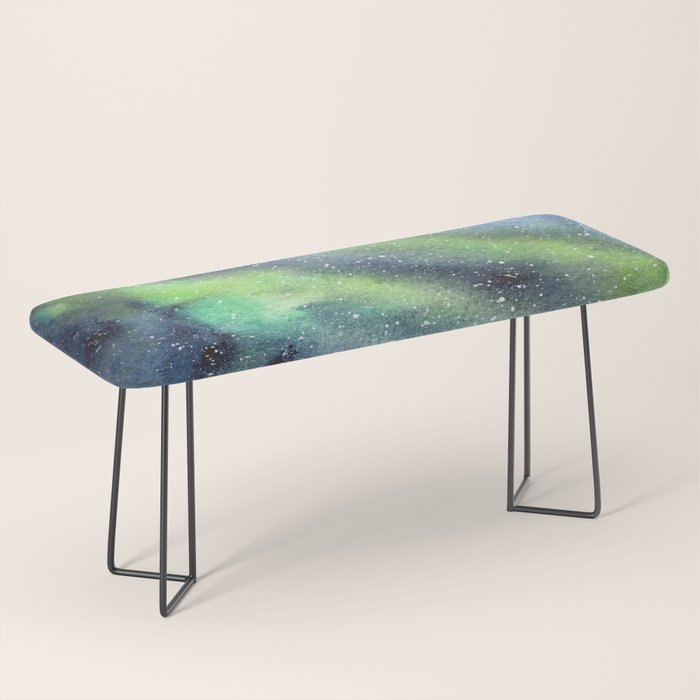 Galaxy Nebula Watercolor Northern Lights Aurora Borealis Bench Gallery Image 1