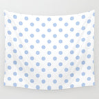 Pale Cornflower Blue polka dots 1. Wall Tapestry Gallery Image 4