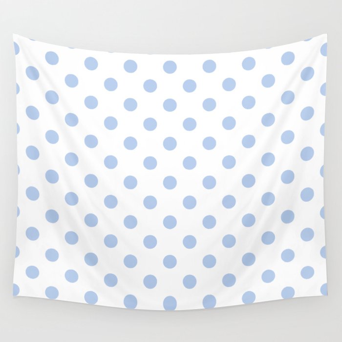 Pale Cornflower Blue polka dots 1. Wall Tapestry Gallery Image 4