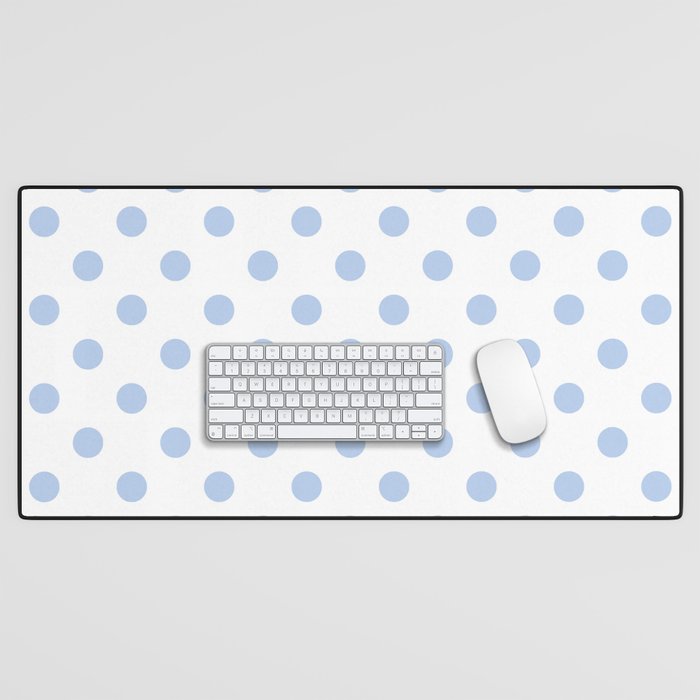 Pale Cornflower Blue polka dots 1. Desk Mat Gallery Image 1