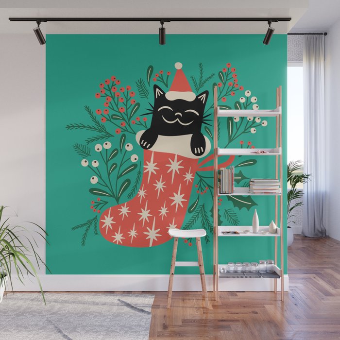 Festive Feline Wall Mural Gallery Image 1