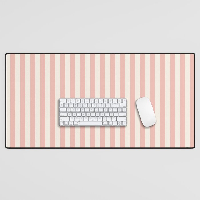 Broad Stripe - dusty pink and alabaster Desk Mat Gallery Image 1