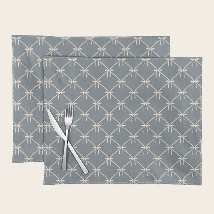 Bows & Ribbons Pattern LXI Neutral Grey Placemat Gallery Image 1