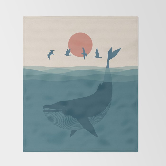 I'm like a bird - Whale Throw Blanket Gallery Image 2