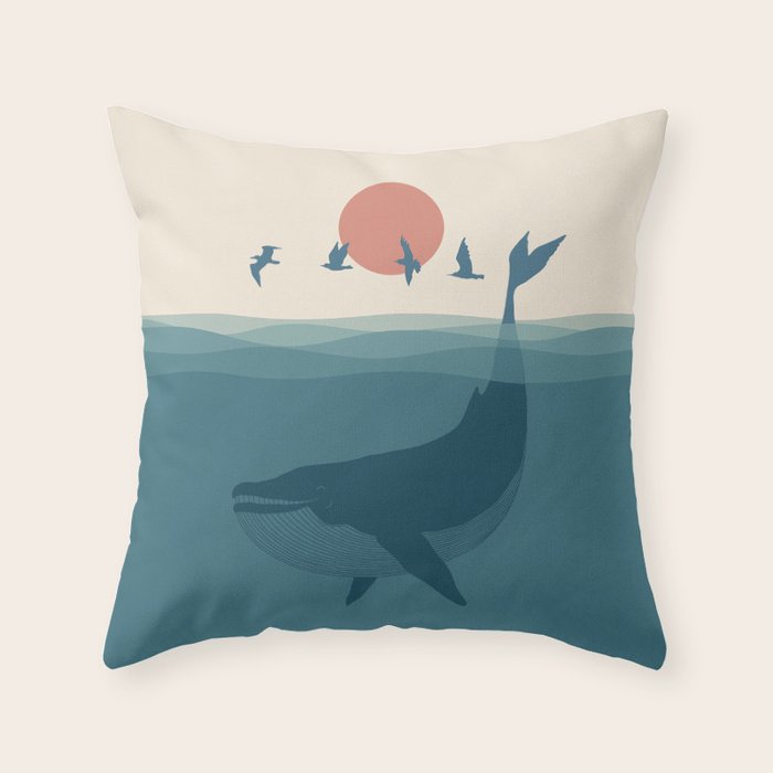 I'm like a bird - Whale Throw Pillow Gallery Image 6
