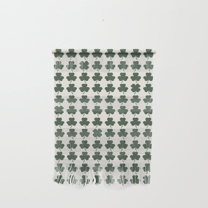 Clovers XXXVIII Dark Green Botanical Pattern Wall Hanging Gallery Image 1
