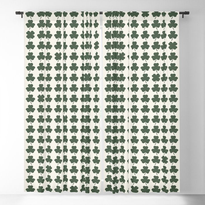 Clovers XXXVIII Dark Green Botanical Pattern Window Curtain Gallery Image 5