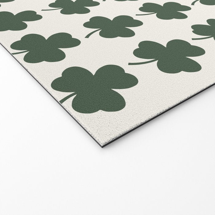 Clovers XXXVIII Dark Green Botanical Pattern Welcome Mat Gallery Image 2