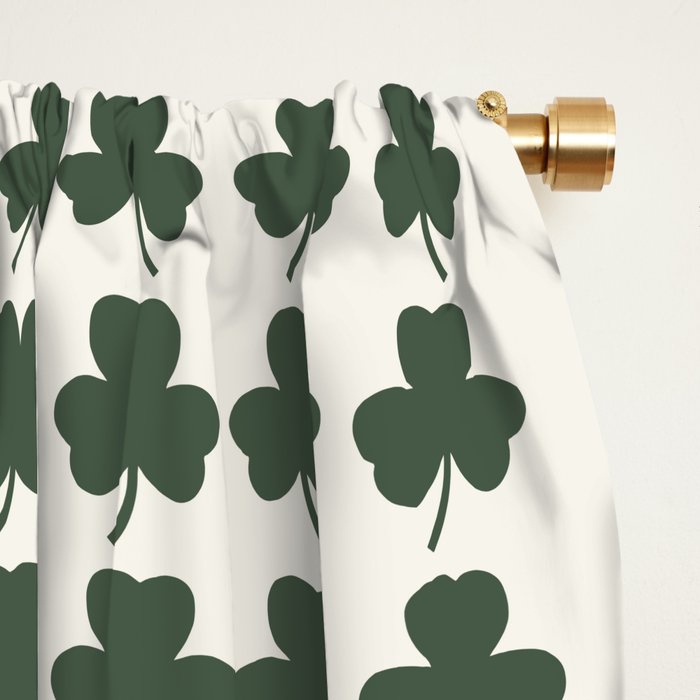 Clovers XXXVIII Dark Green Botanical Pattern Window Curtain Gallery Image 2
