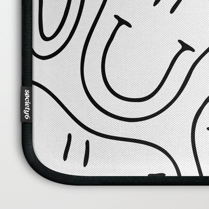 Black and white happy smiling face cartoon pattern Laptop Sleeve Gallery Image 3