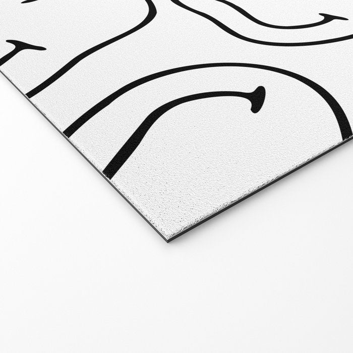 Black and white happy smiling face cartoon pattern Welcome Mat Gallery Image 2