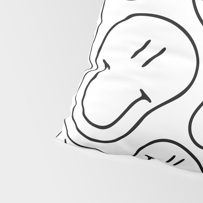 Black and white happy smiling face cartoon pattern Pillow Sham Gallery Image 4