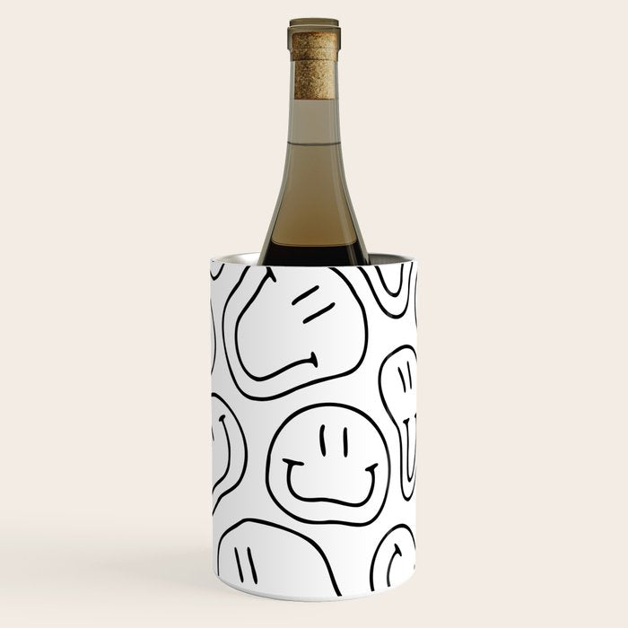 Black and white happy smiling face cartoon pattern Wine Chiller Gallery Image 3
