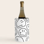 Black and white happy smiling face cartoon pattern Wine Chiller Gallery Image 3