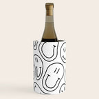 Black and white happy smiling face cartoon pattern Wine Chiller Gallery Image 2