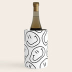 Black and white happy smiling face cartoon pattern Wine Chiller Gallery Image 1