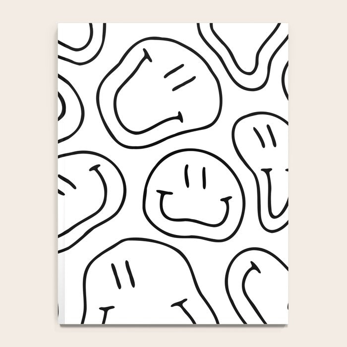 Black and white happy smiling face cartoon pattern Notebook Gallery Image 4