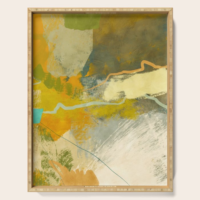 summer green abstract art 3 Serving Tray Gallery Image 1