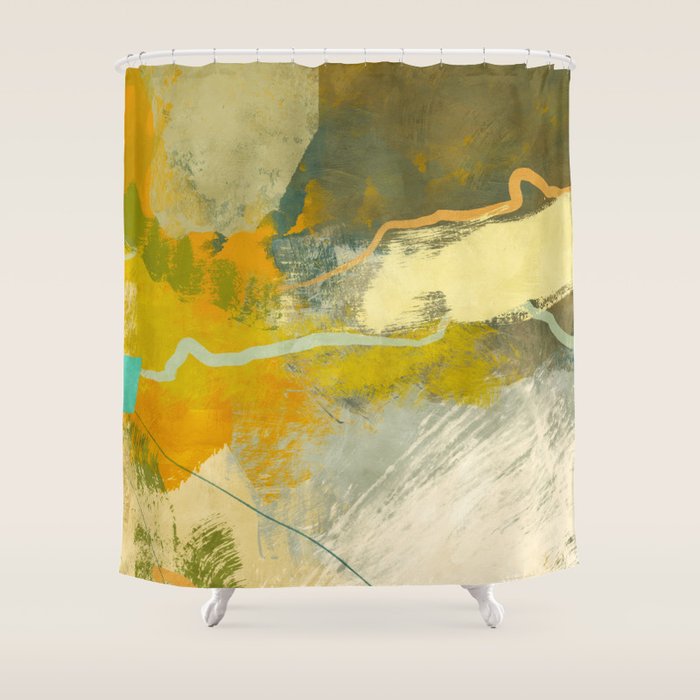 summer green abstract art 3 Shower Curtain Gallery Image 1