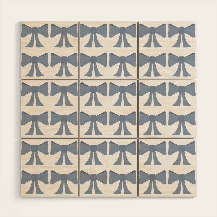 Vintage Bows VII Neutral Blue Wood Wall Art Gallery Image 1