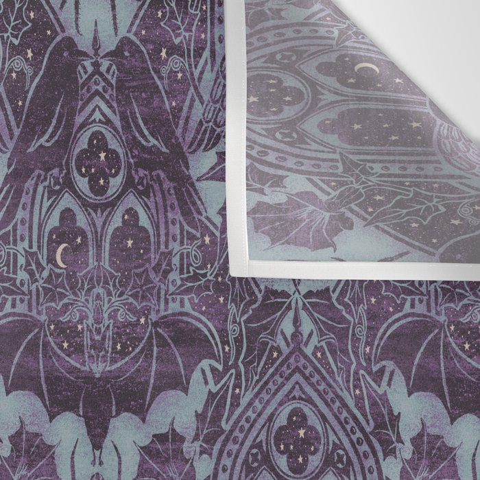 Gothic Halloween Damask - moonlight violet  Wall Tapestry Gallery Image 3