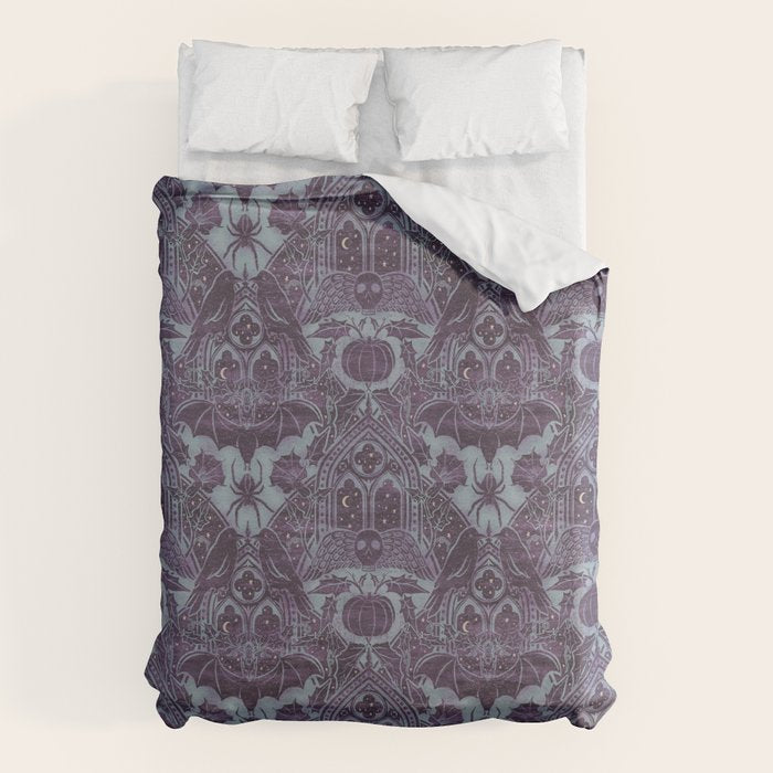 Gothic Halloween Damask - moonlight violet  Duvet Cover Gallery Image 6