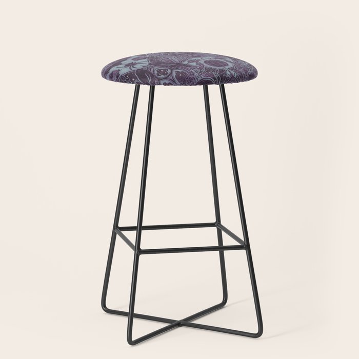 Gothic Halloween Damask - moonlight violet  Stool Gallery Image 1
