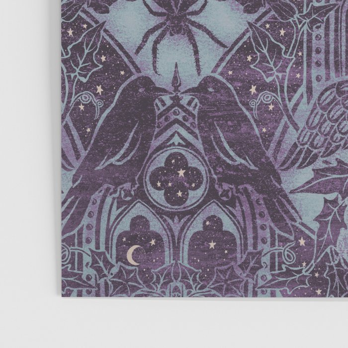Gothic Halloween Damask - moonlight violet  Poster Gallery Image 3