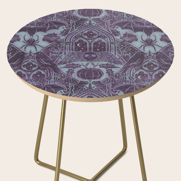 Gothic Halloween Damask - moonlight violet  Side Table Gallery Image 2