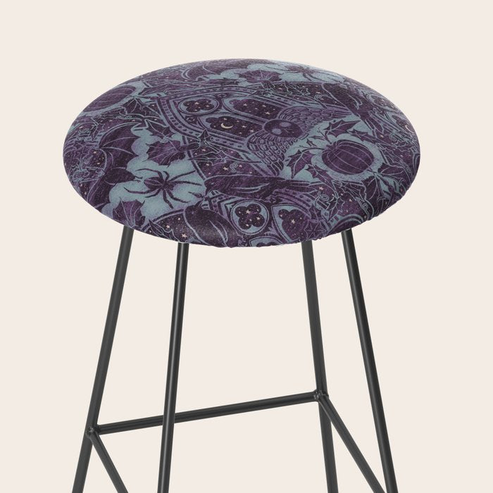 Gothic Halloween Damask - moonlight violet  Stool Gallery Image 2