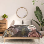 Vintage & Shabby Chic- Real Roses And Peonies Lush Midnight Flowers Botanical Garden Comforter Gallery Image 3