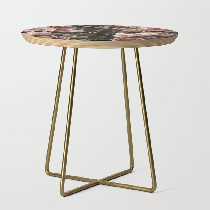 Vintage & Shabby Chic- Real Roses And Peonies Lush Midnight Flowers Botanical Garden Side Table Gallery Image 1