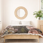 Vintage & Shabby Chic- Real Roses And Peonies Lush Midnight Flowers Botanical Garden Duvet Cover Gallery Image 3