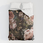 Vintage & Shabby Chic- Real Roses And Peonies Lush Midnight Flowers Botanical Garden Comforter Gallery Image 6
