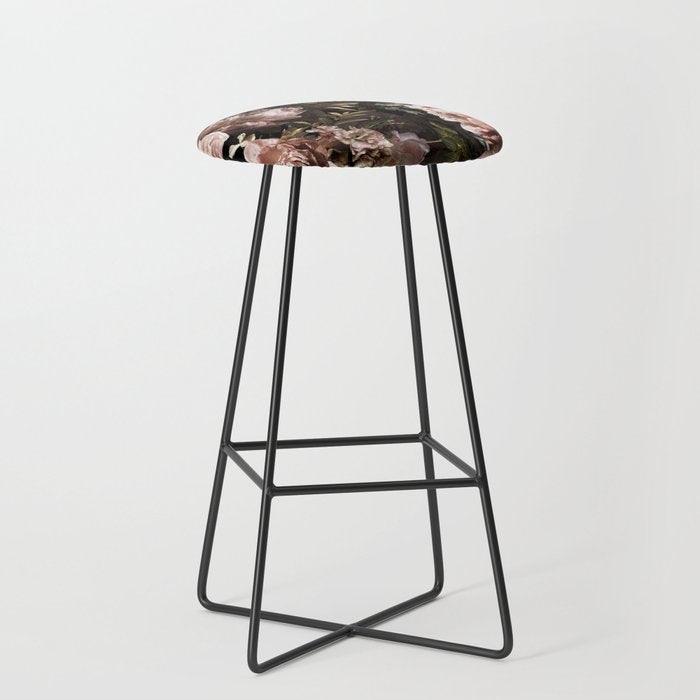 Vintage & Shabby Chic- Real Roses And Peonies Lush Midnight Flowers Botanical Garden Stool Gallery Image 1