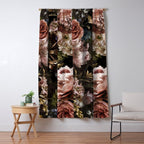 Vintage & Shabby Chic- Real Roses And Peonies Lush Midnight Flowers Botanical Garden Window Curtain Gallery Image 5