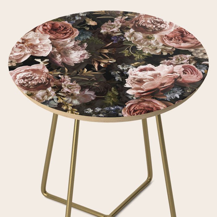 Vintage & Shabby Chic- Real Roses And Peonies Lush Midnight Flowers Botanical Garden Side Table Gallery Image 2
