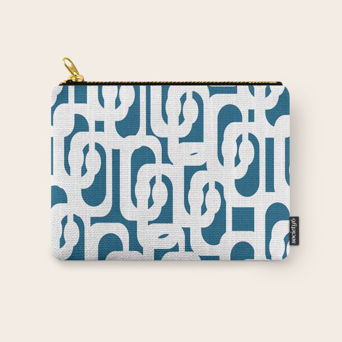 Mid Century Modern Contemporary Loops Blue and White Pattern Carry All Pouch Gallery Image 1