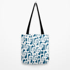 Mid Century Modern Contemporary Loops Blue and White Pattern Tote Bag Gallery Image 2