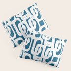 Mid Century Modern Contemporary Loops Blue and White Pattern Pillow Sham Gallery Image 3