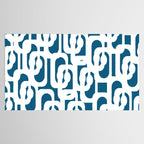 Mid Century Modern Contemporary Loops Blue and White Pattern Tablecloth Gallery Image 2