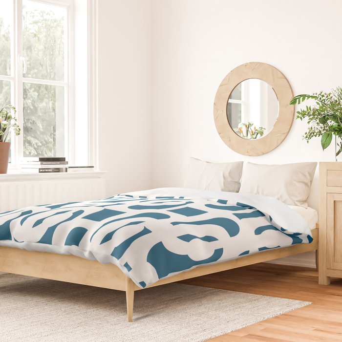 Mid Century Modern Contemporary Loops Blue and White Pattern Duvet Cover Gallery Image 2