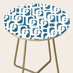 Mid Century Modern Contemporary Loops Blue and White Pattern Side Table Gallery Image 2