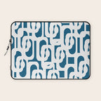 Mid Century Modern Contemporary Loops Blue and White Pattern Laptop Sleeve Gallery Image 1