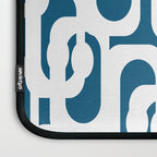 Mid Century Modern Contemporary Loops Blue and White Pattern Laptop Sleeve Gallery Image 3