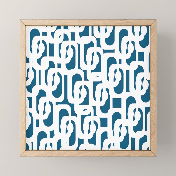 Mid Century Modern Contemporary Loops Blue and White Pattern Mini Art Print Gallery Image 1
