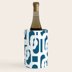Mid Century Modern Contemporary Loops Blue and White Pattern Wine Chiller Gallery Image 3