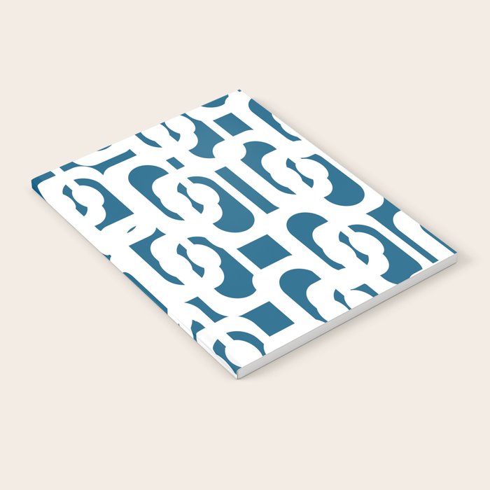 Mid Century Modern Contemporary Loops Blue and White Pattern Notebook Gallery Image 2