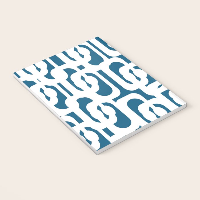 Mid Century Modern Contemporary Loops Blue and White Pattern Notebook Gallery Image 3