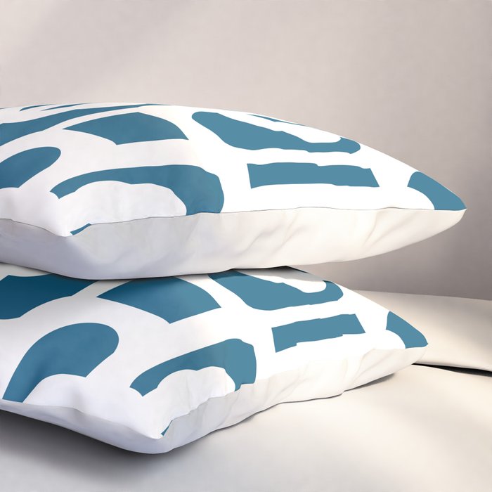 Mid Century Modern Contemporary Loops Blue and White Pattern Pillow Sham Gallery Image 3